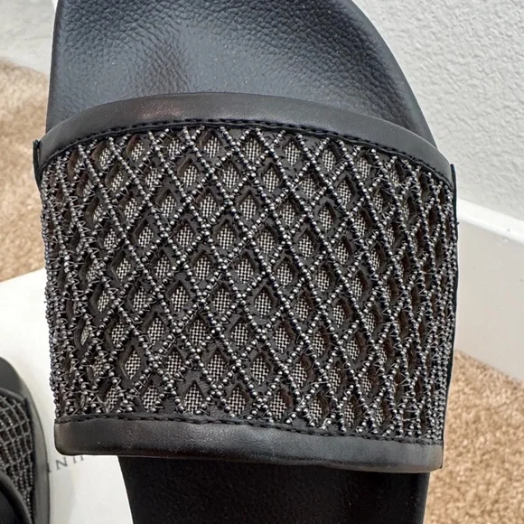 Brunello Cucinelli Black Mesh Slide Sandals - Picture 2 of 5